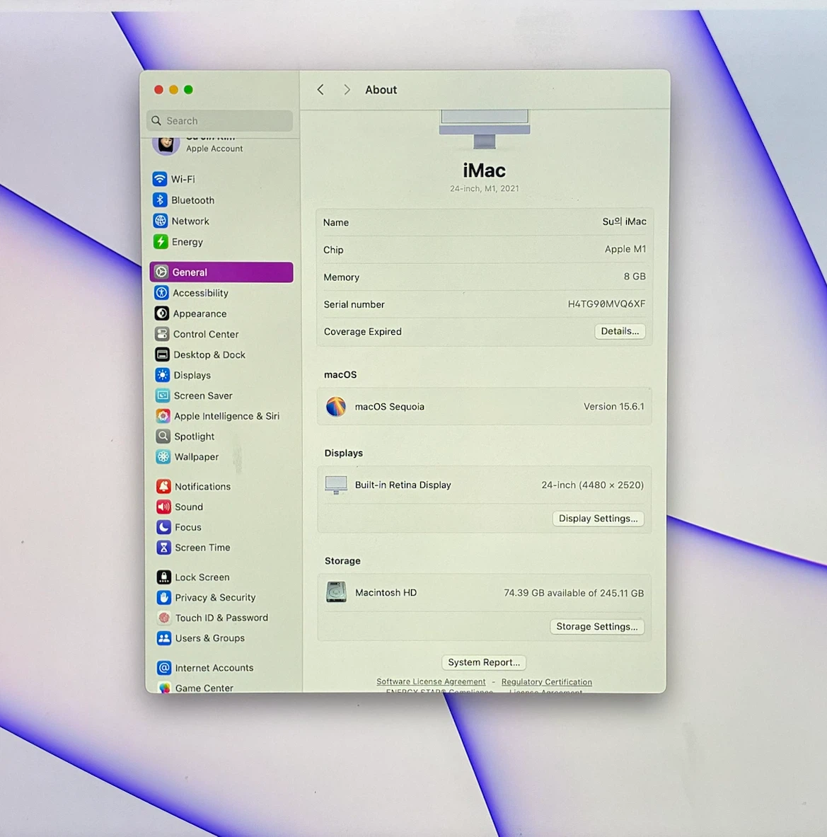Apple iMac 24” M1 (2021) | Purple | 8GB RAM | 256GB SSD - photo 2
