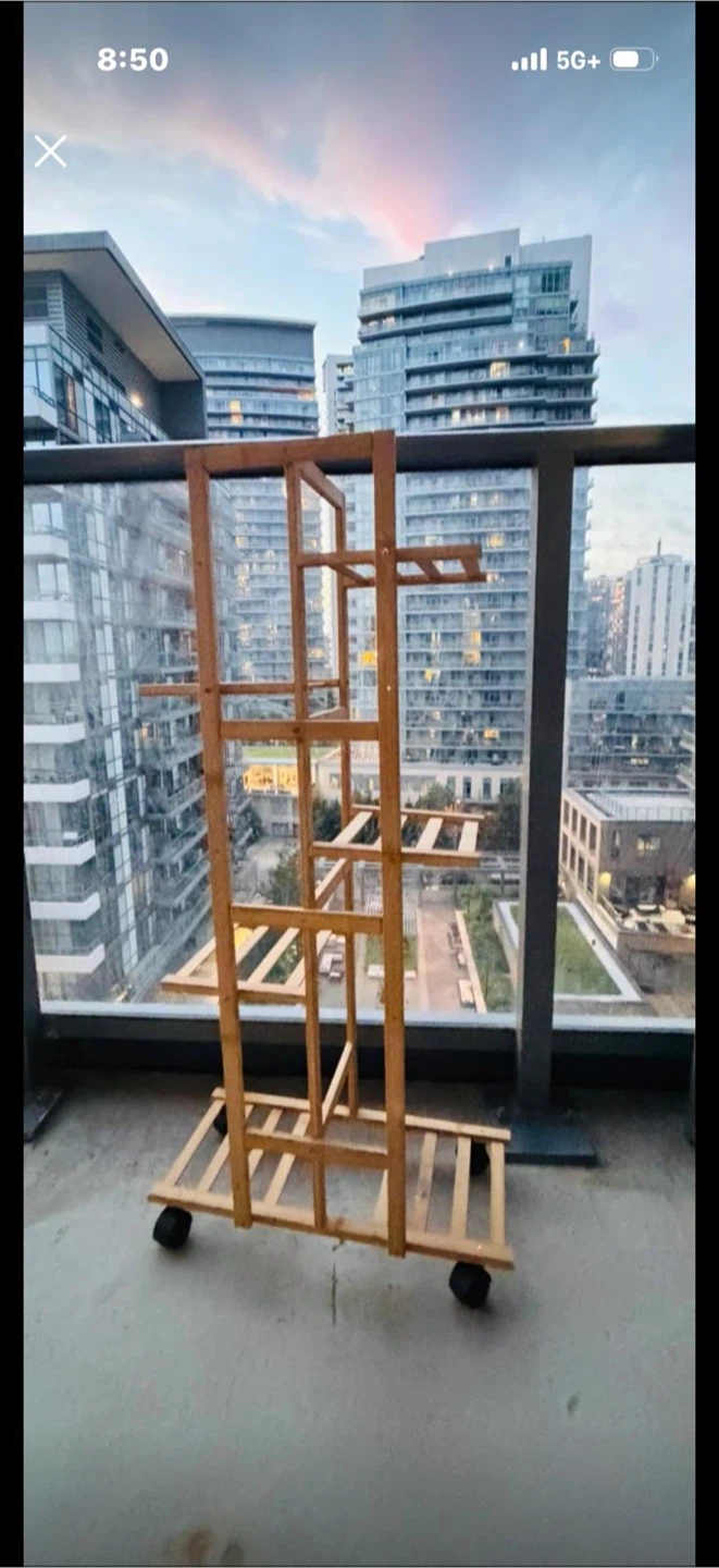 Wooden Tiered Plant Stand with Wheels
