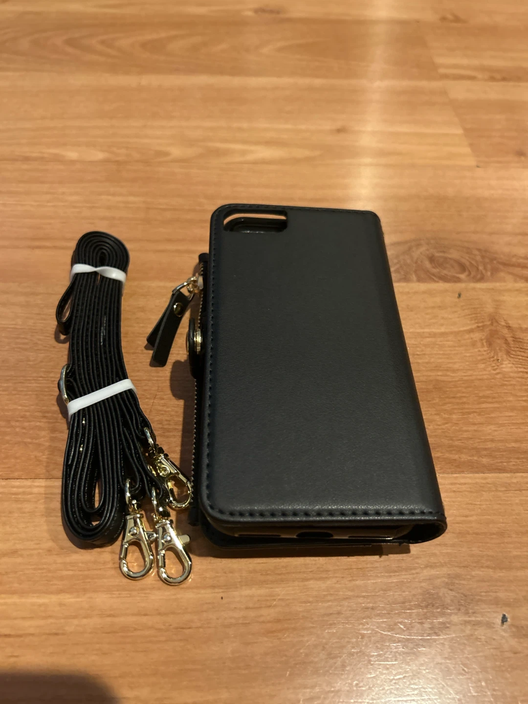Black Faux Leather Wallet Phone Case with Strap - photo 2