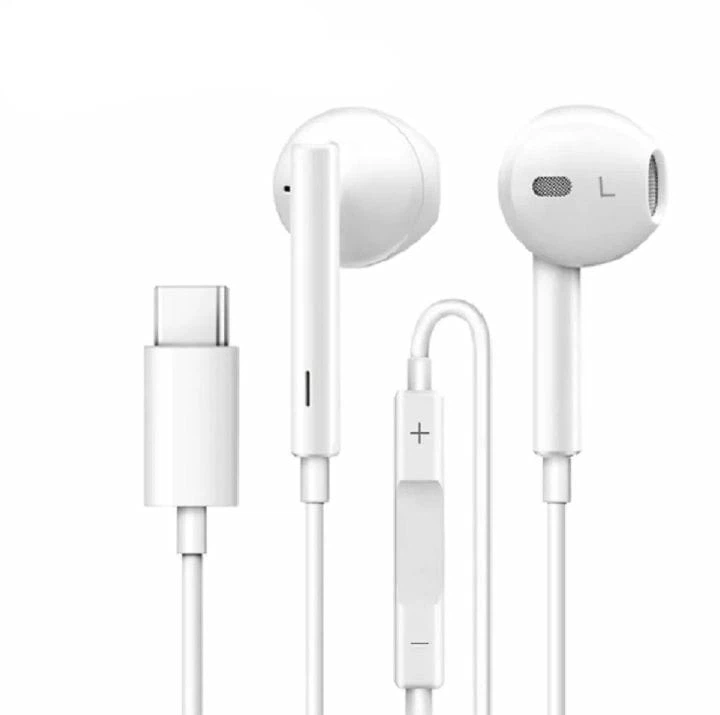 White USB-C Earphones with In-line Controls