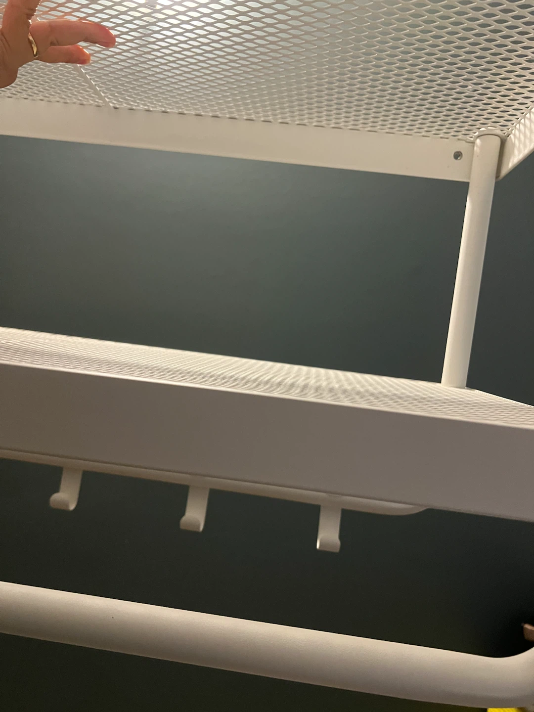 Ikea White 2-Tier Shelf with Hooks - photo 2