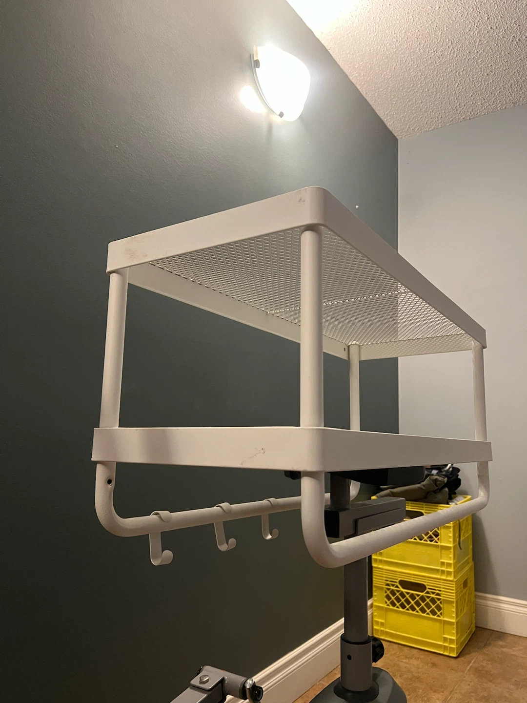 Ikea White 2-Tier Shelf with Hooks - photo 3