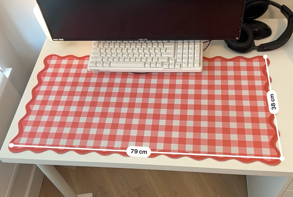 Red Gingham Scalloped Desk Mat / Extended Mouse Pad - photo 2