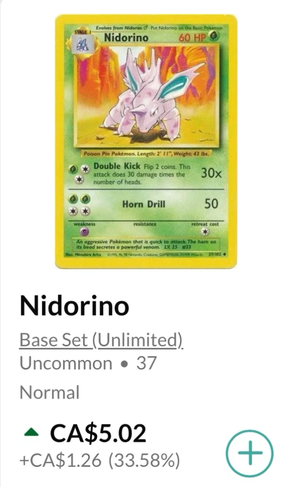 Nidorino • Pokémon Base Set (Unlimited) *** - photo 3
