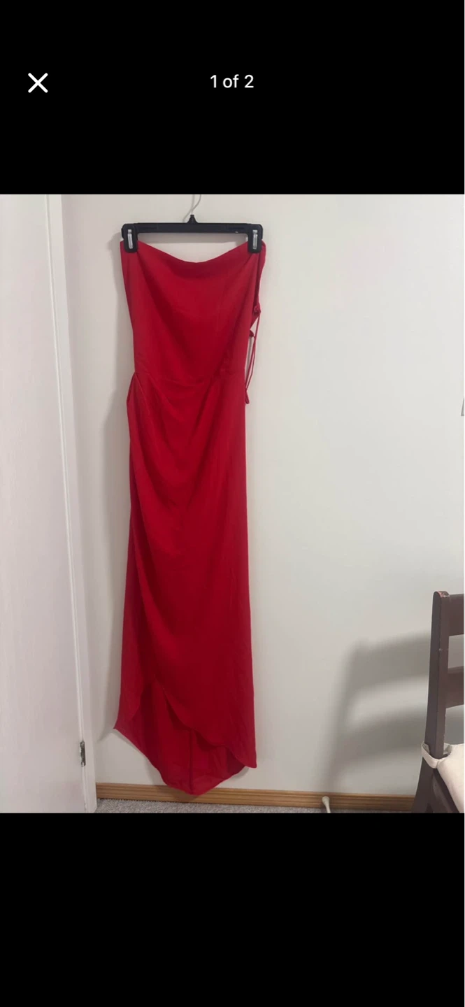 Red Strapless Maxi Dress