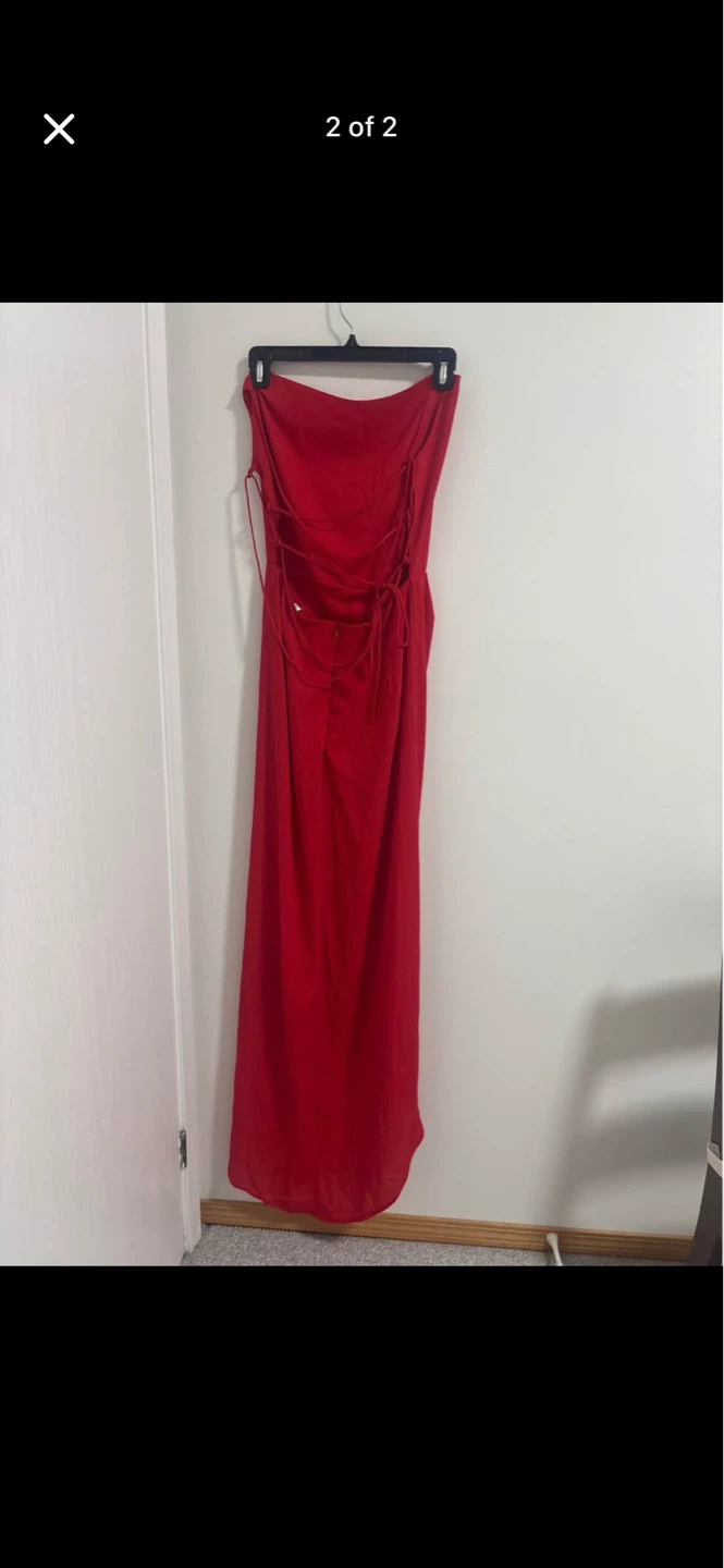 Red Strapless Maxi Dress - photo 2