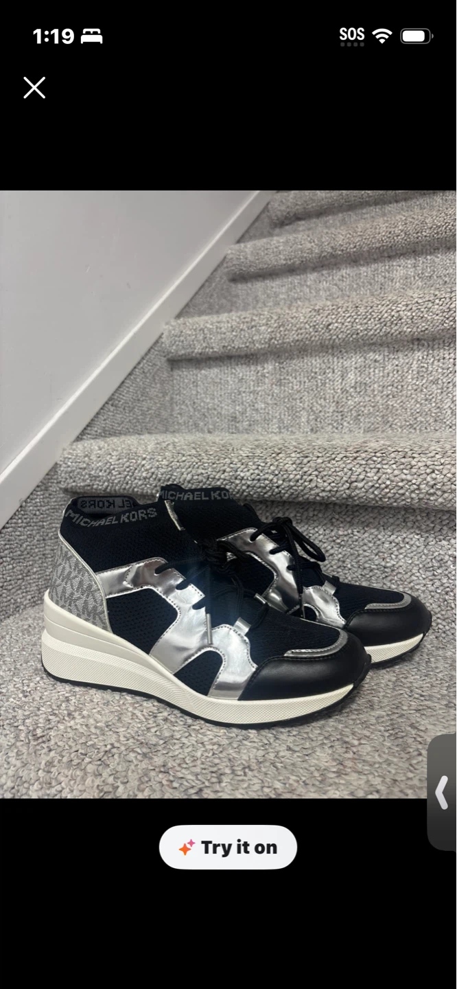 Brand new Michael Kors Black & Silver Wedge Sneakers