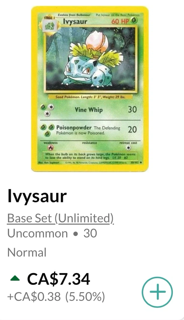 Ivysaur • Pokémon Base Set (Unlimited) *** - photo 3
