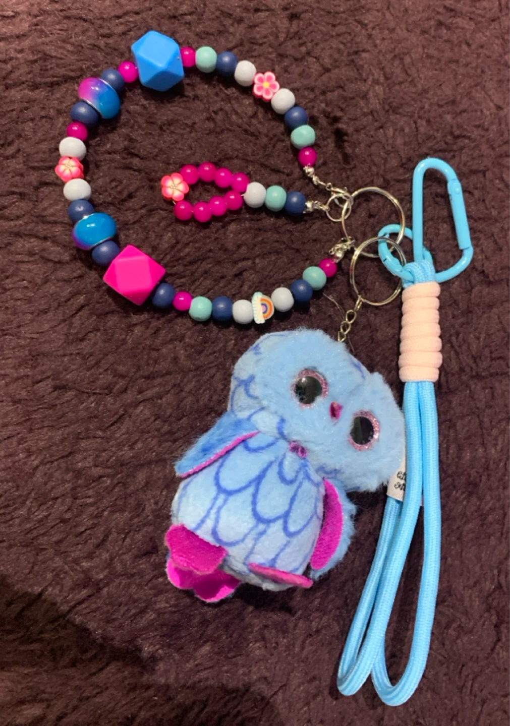 Beaded Keychain Set with Owl Charm