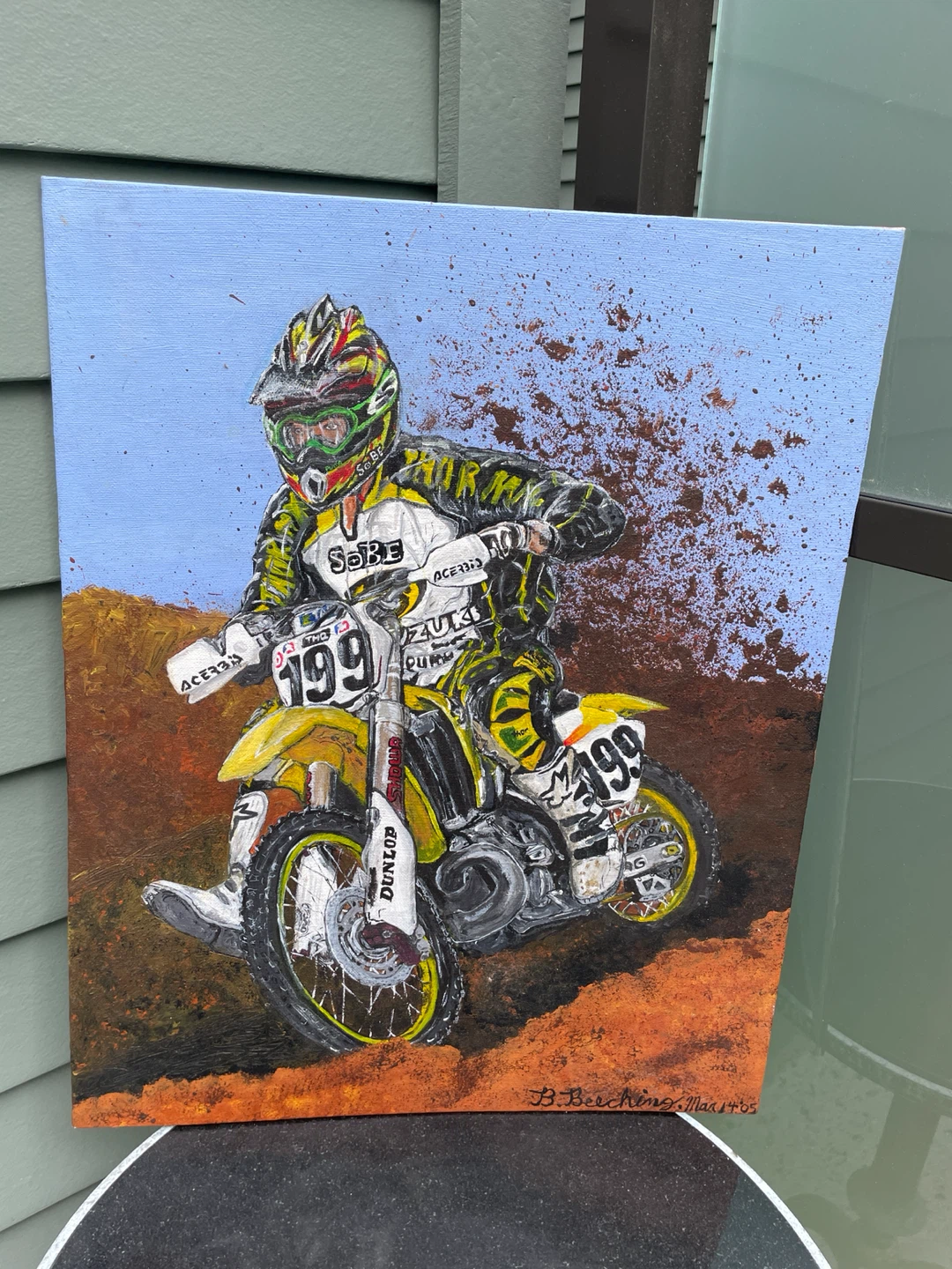 Travis Pastrana Motocross Acrylic Painting Folk Art - photo 2