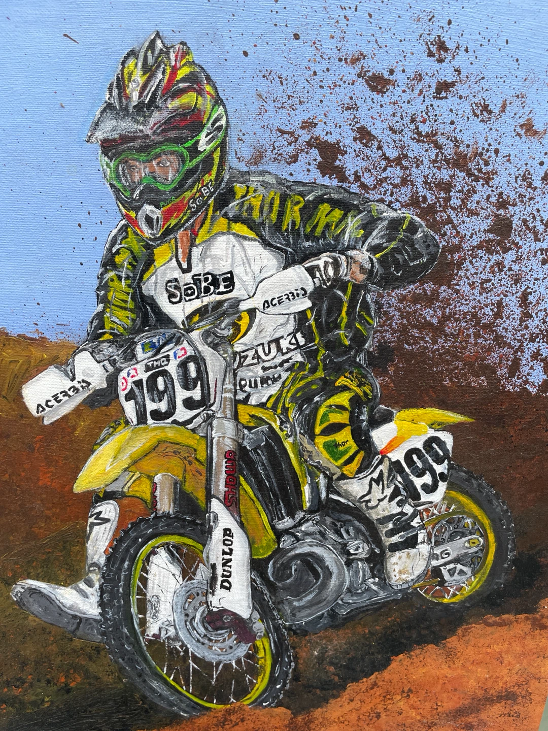Travis Pastrana Motocross Acrylic Painting Folk Art - photo 4