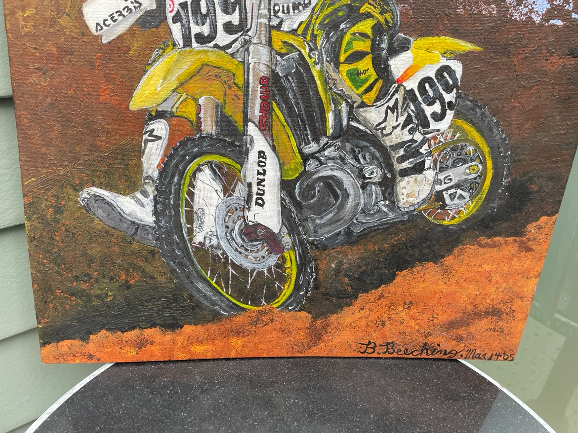 Travis Pastrana Motocross Acrylic Painting Folk Art - photo 5