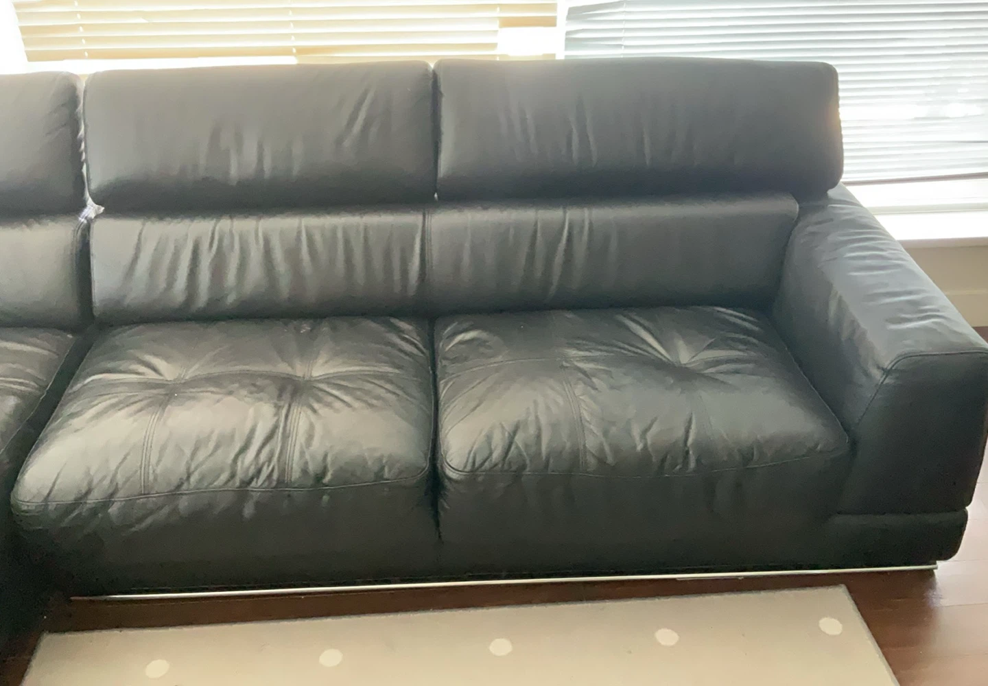 Black Leather Sectional Sofa with Chaise