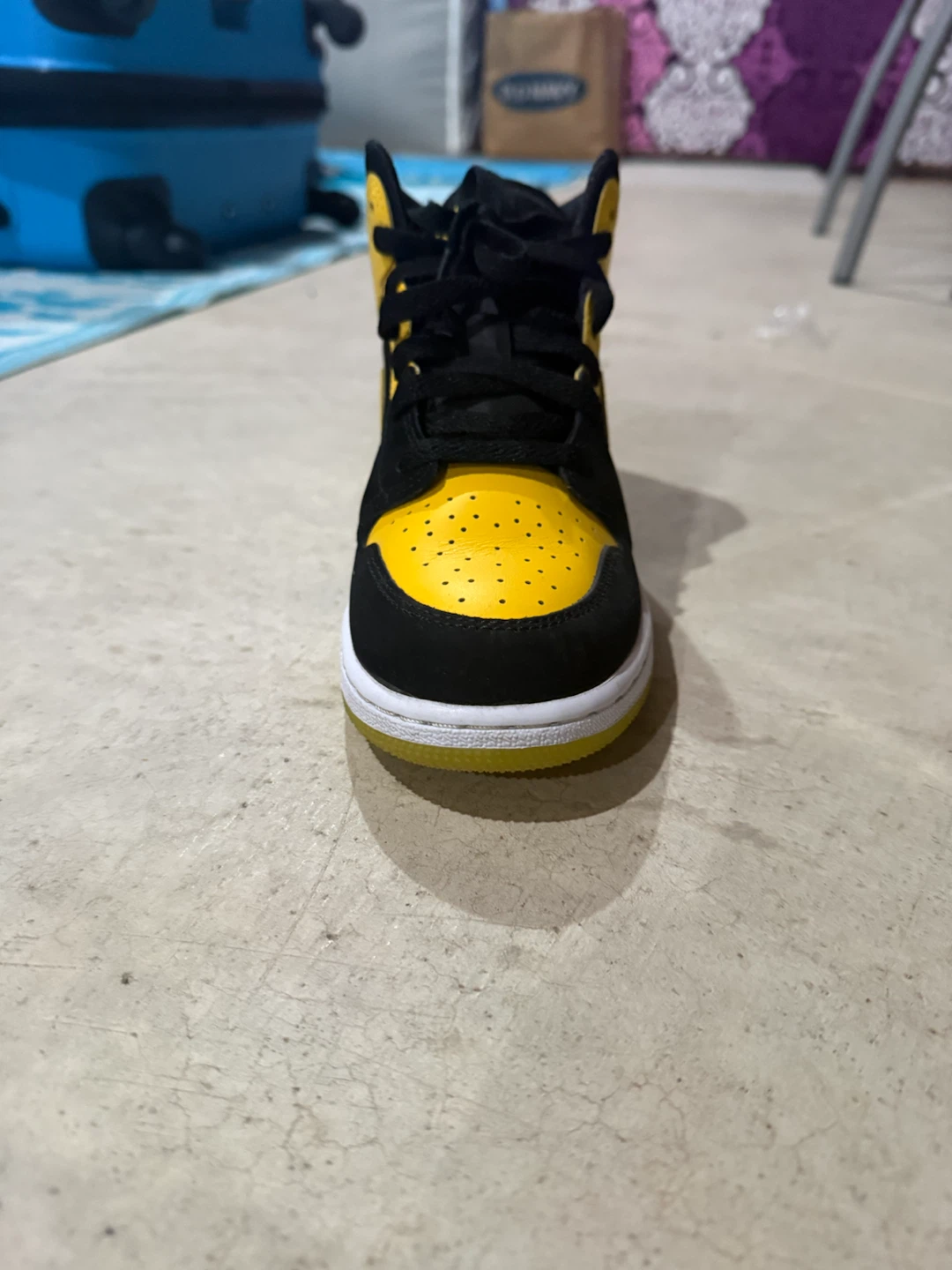 Jordan 1 Mid Yellow Black Sneakers - photo 3