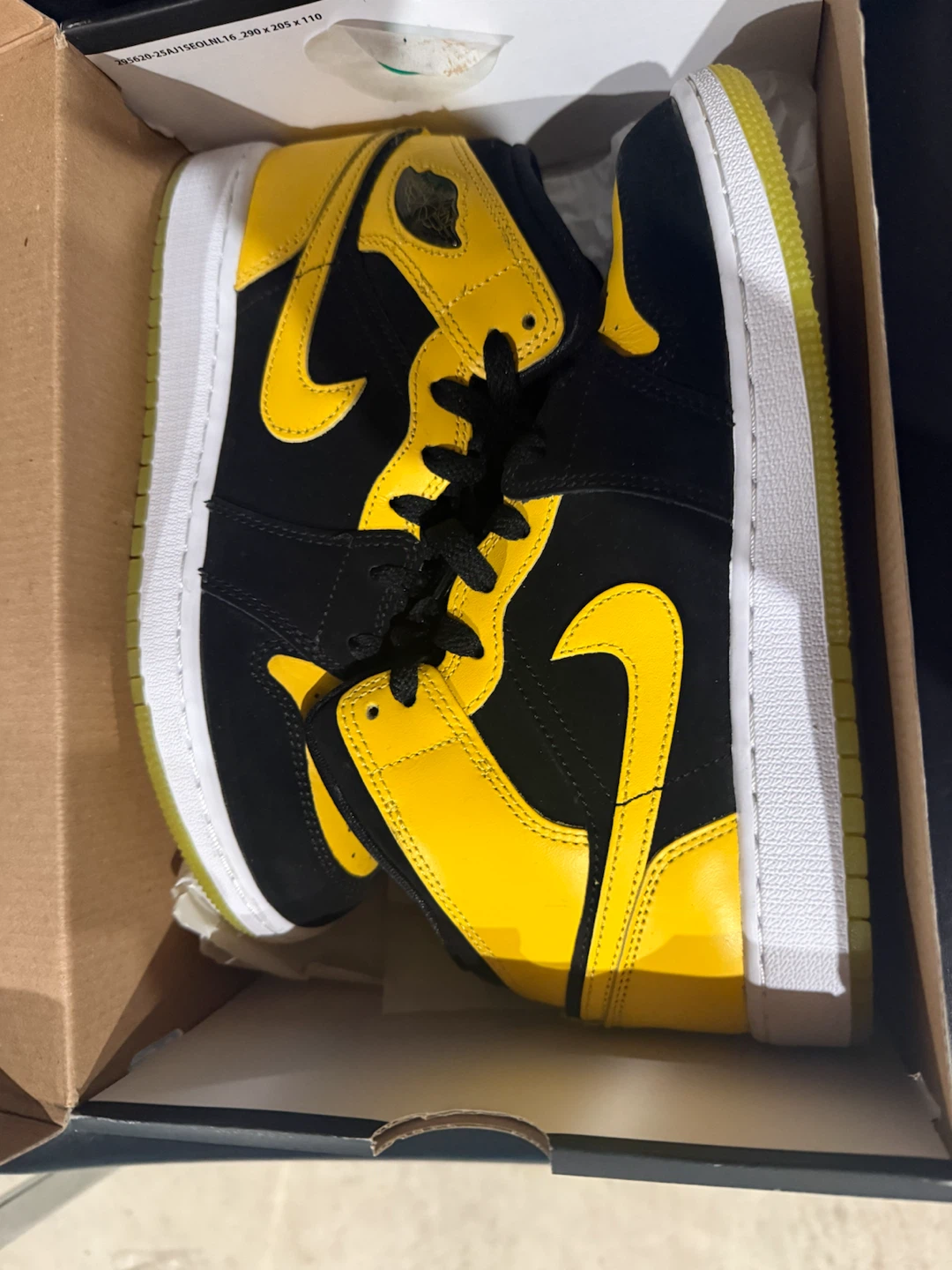 Jordan 1 Mid Yellow Black Sneakers - photo 5