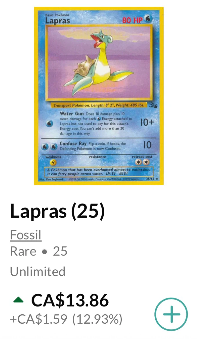 Lapras • Pokémon Fossil Set *** - photo 3