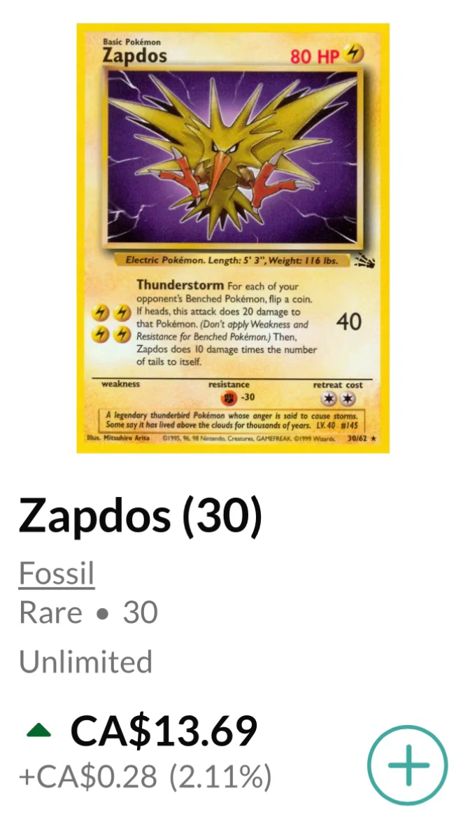 Zapdos • Pokémon Fossil Set *** - photo 3
