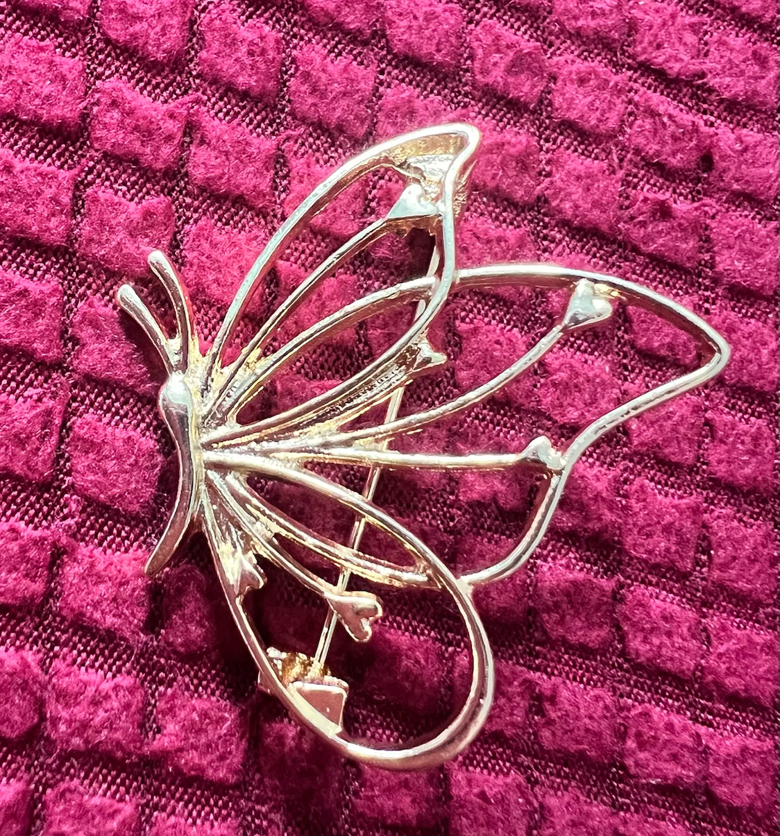 Gold Tone Butterfly Brooch