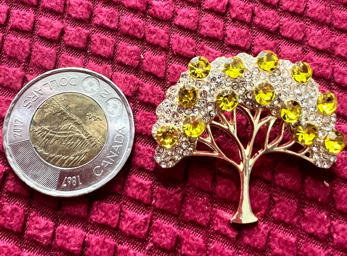 Tree Brooch with Yellow and Clear Stones - photo 2