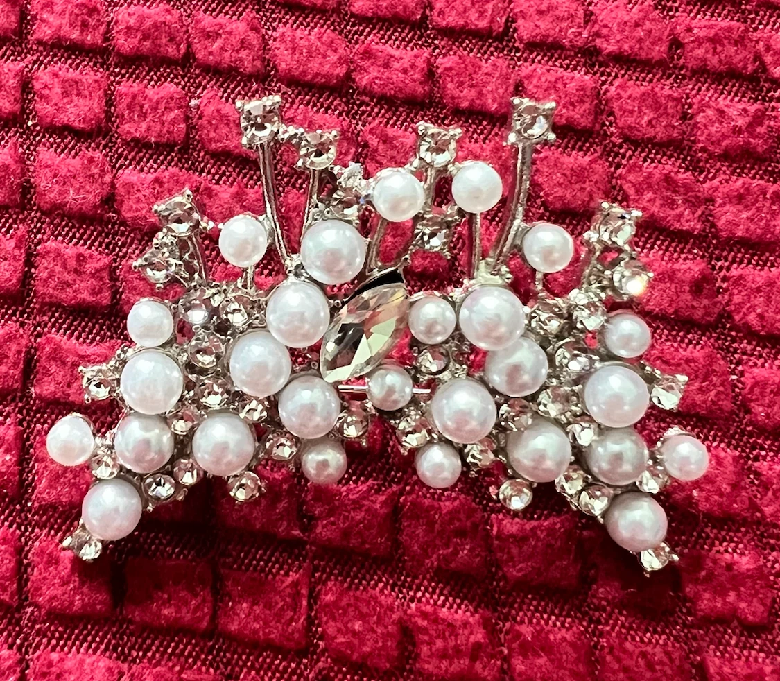 Pearl and Rhinestone Brooch