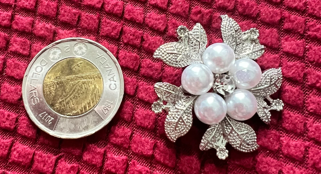 Silver Floral Brooch with Pearls - photo 2