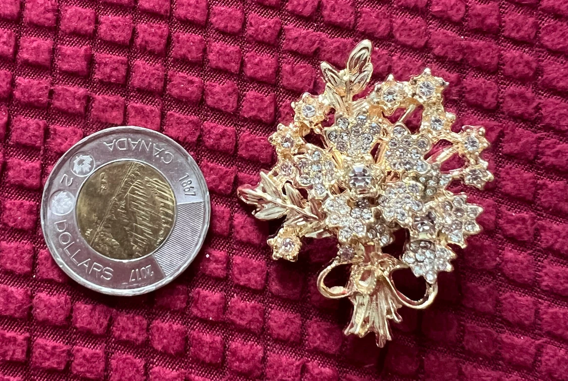 Gold-tone Brooch with Clear Stones - photo 3