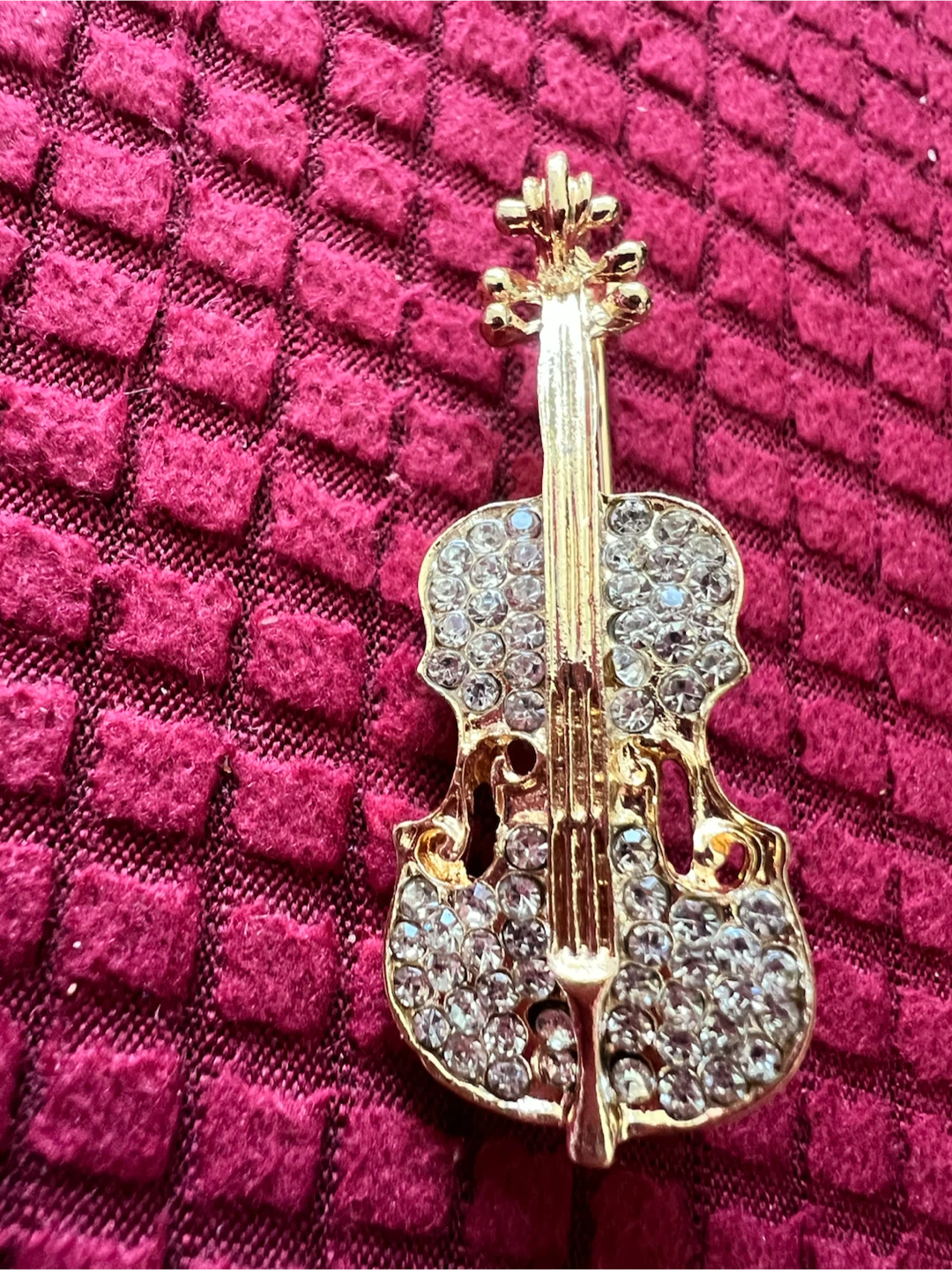 Sparkly Violin Brooch