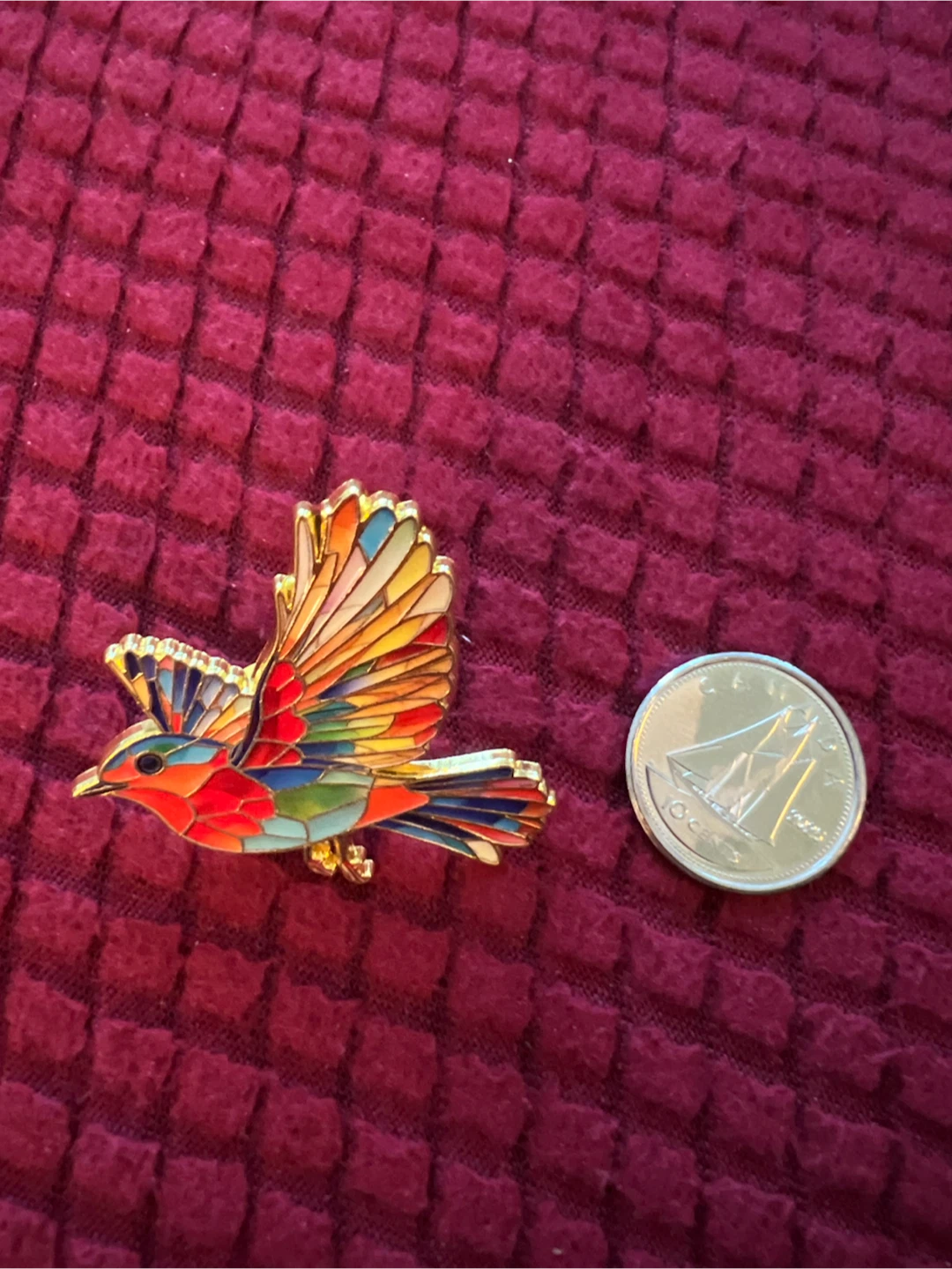 Colourful Stained Glass Style Bird Brooch - photo 3