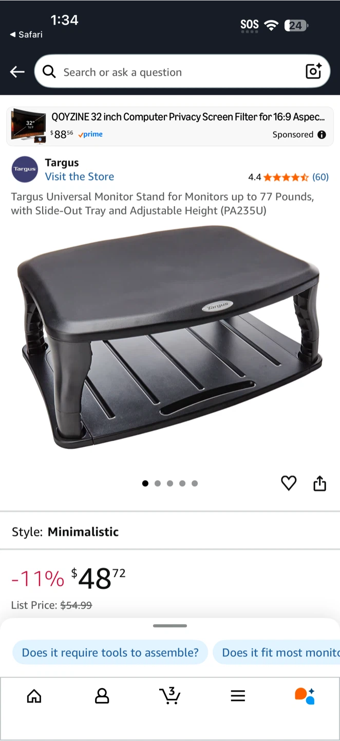 Targus Universal Monitor Stand with Tray