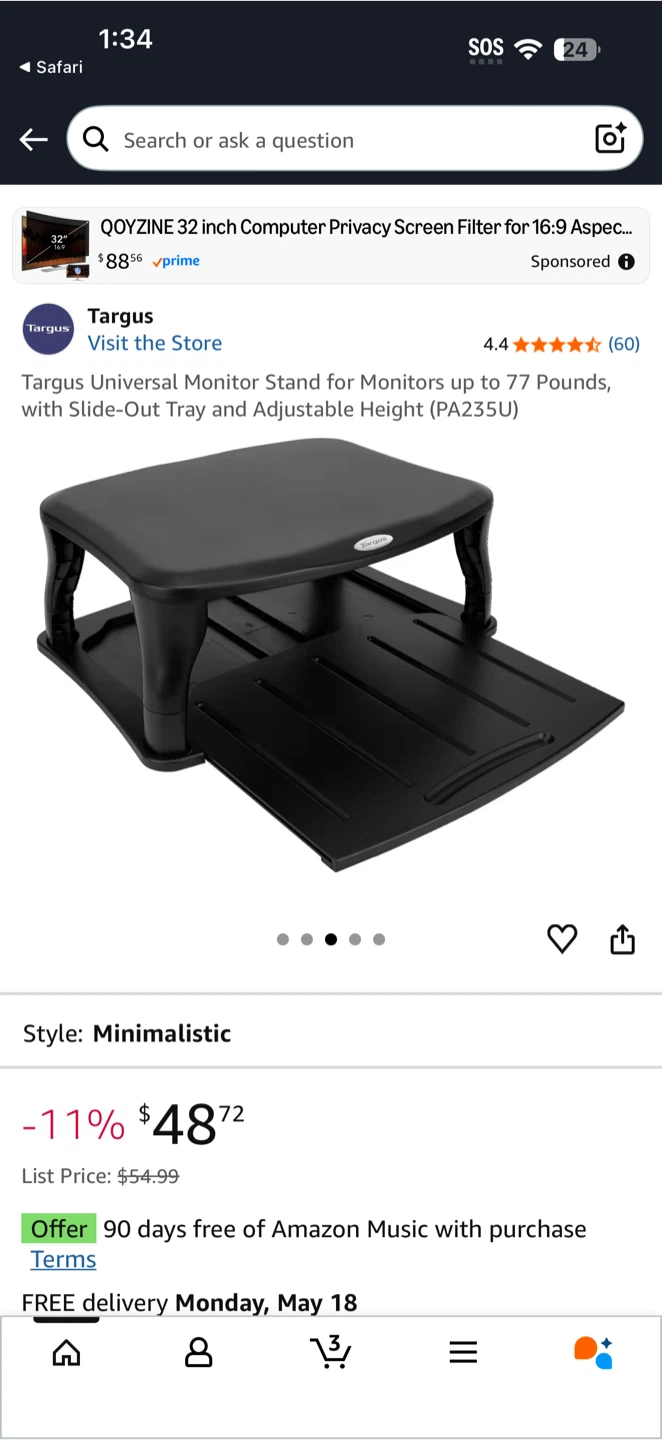Targus Universal Monitor Stand with Tray - photo 2