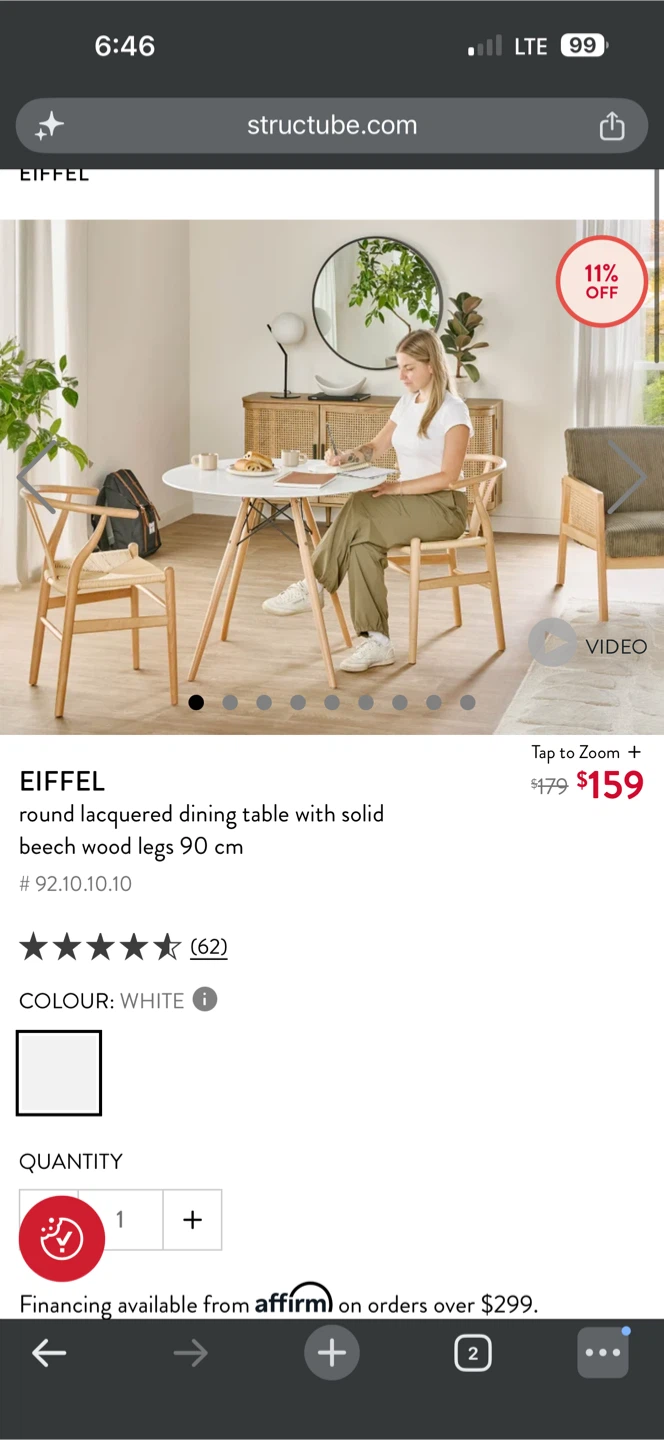 Eiffel Round Dining Table with Beech Wood Legs - photo 2
