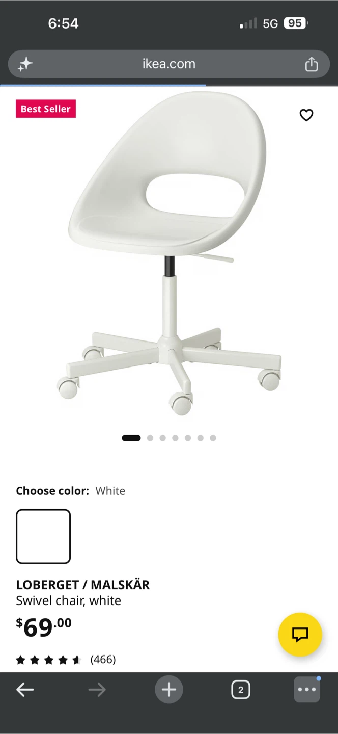 IKEA Loberget / Malskär Swivel Chair, White