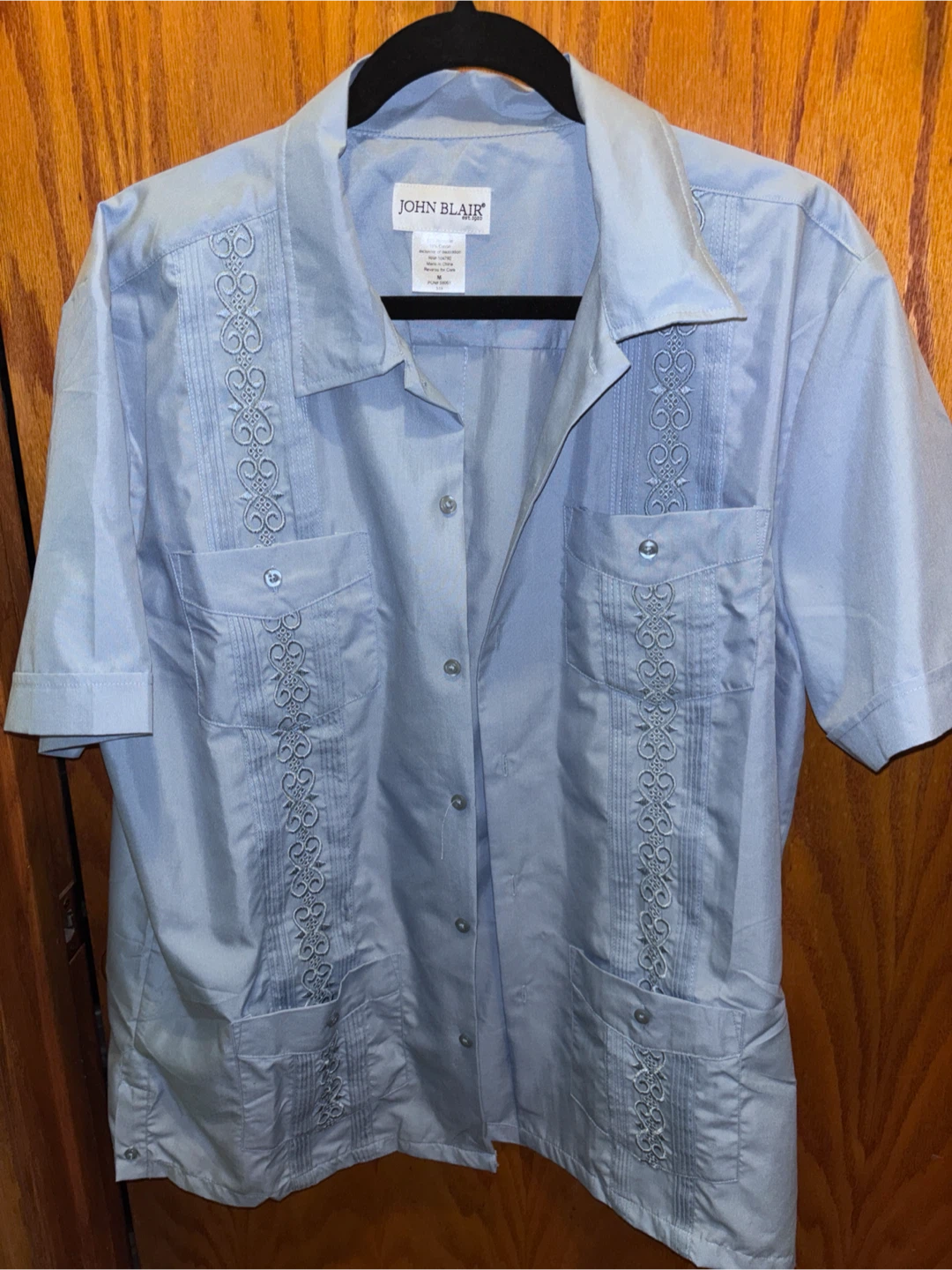John Blair Men's Short Sleeve Embroidered Shirt Size M