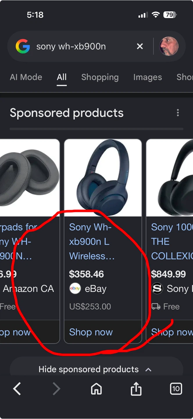 Sony noise cancelling (touch)Headphones