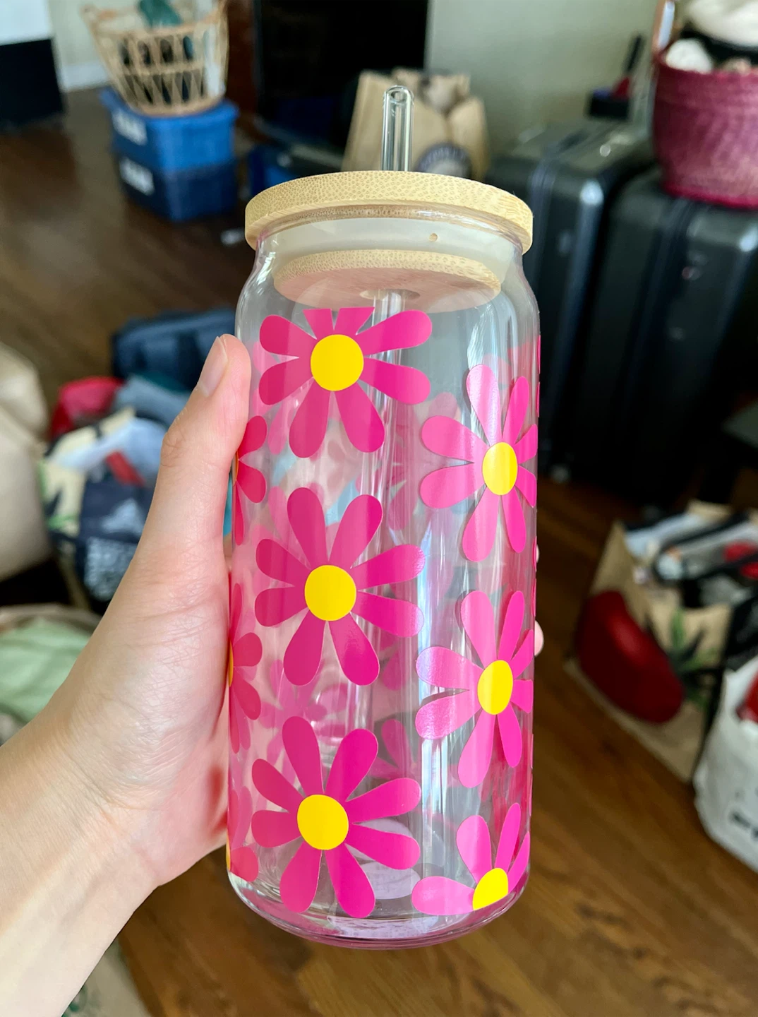 NEW Glass Tumbler with Daisy Design - photo 2