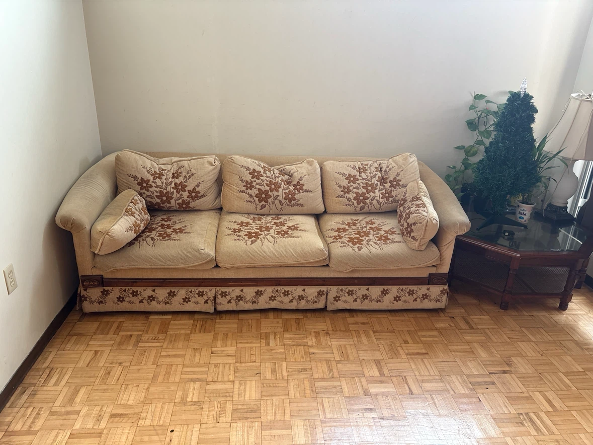 Beige Sofa with Floral Pattern