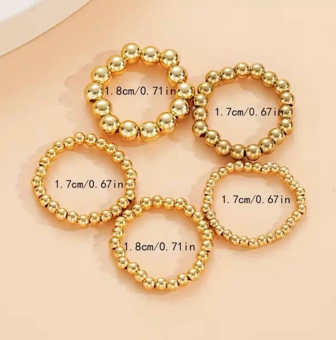 Silver Beaded Stacking Ring Set (5 Rings) - photo 4