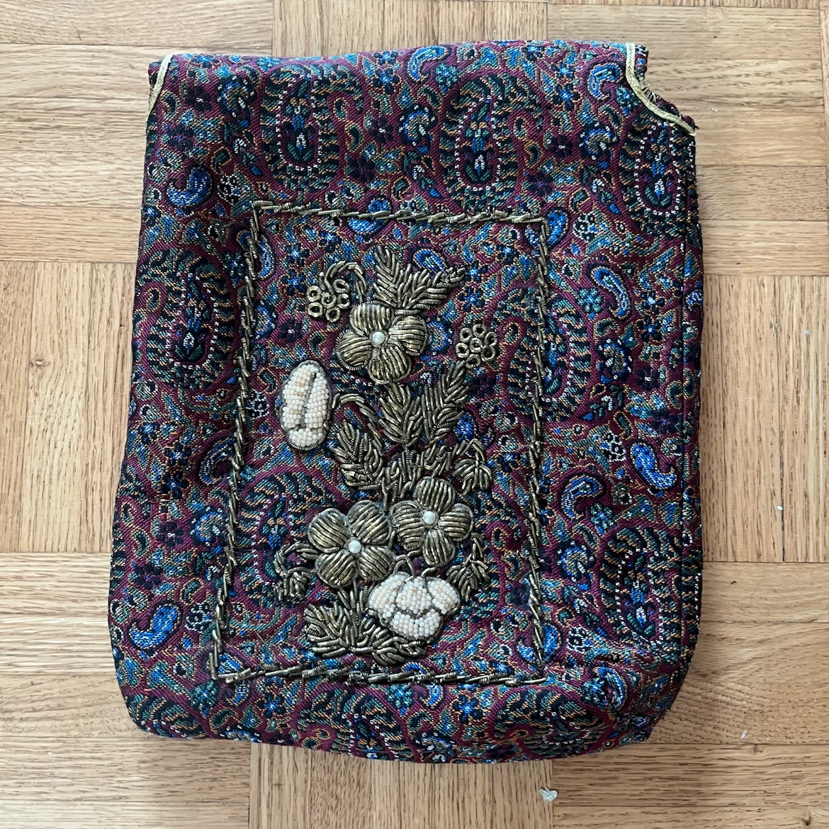 Embroidered Tapestry Bag with Floral Design - photo 2