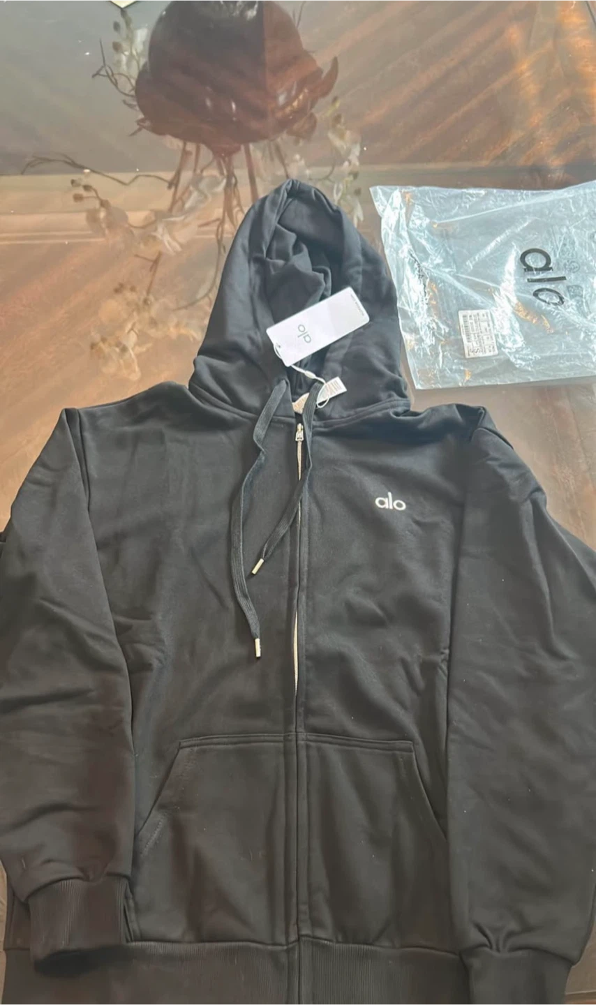 Alo Yoga Black Zip-Up Hoodie