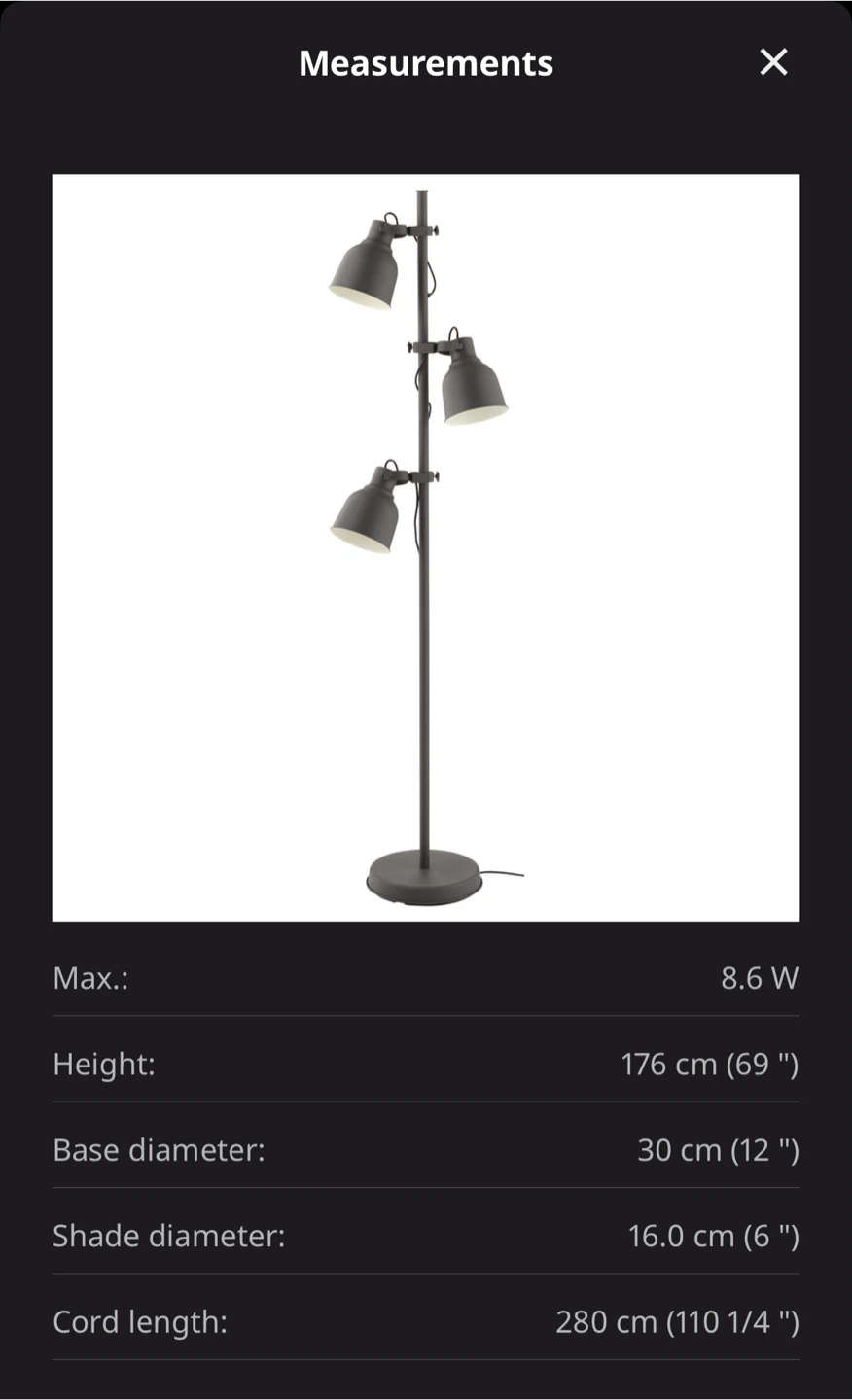 IKEA Floor Lamp with 3 Lights