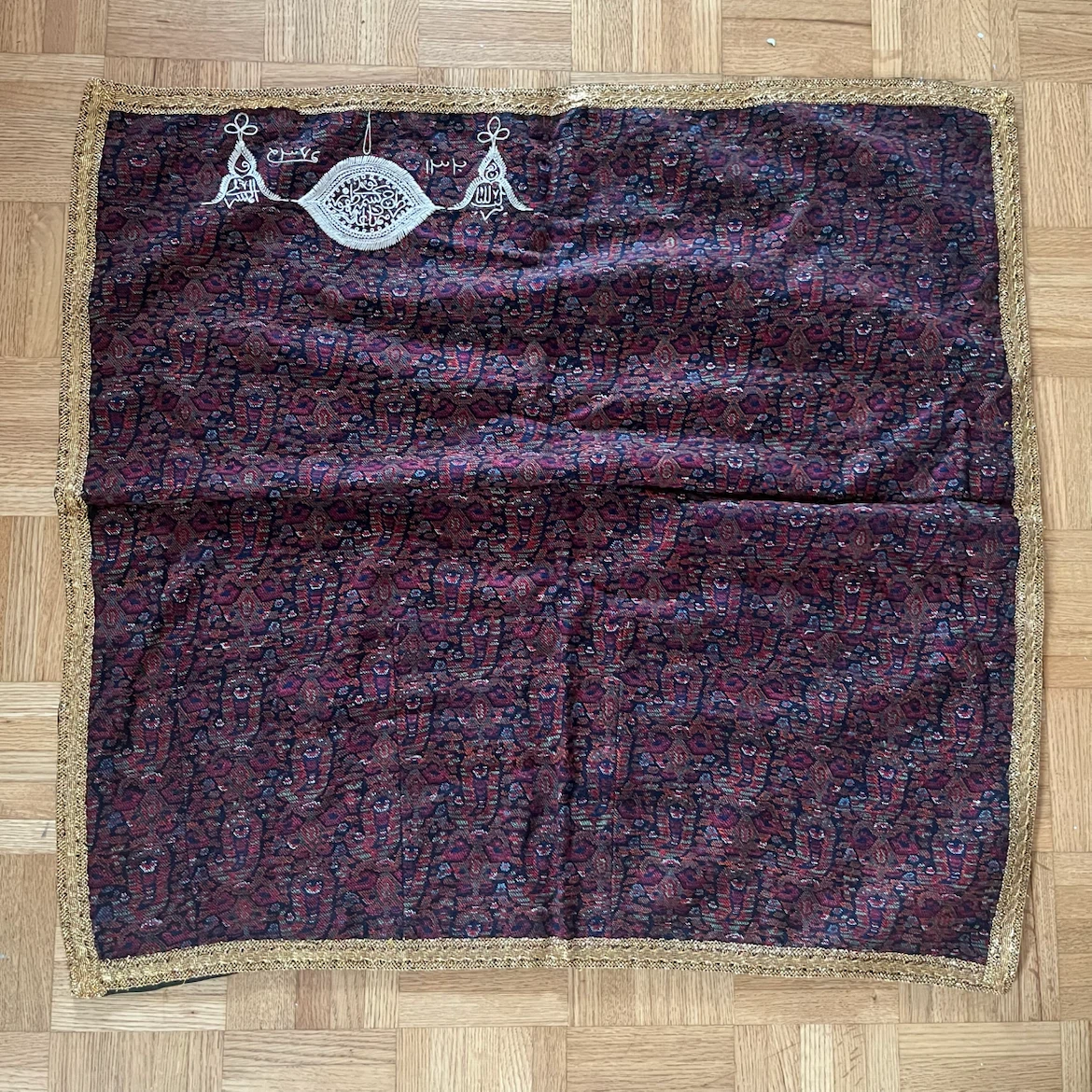 Embroidered Decorative Cloth with Gold Trim