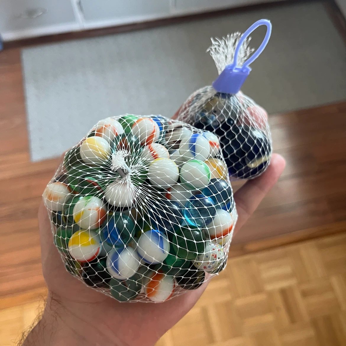 Bag of assorted glass marbles