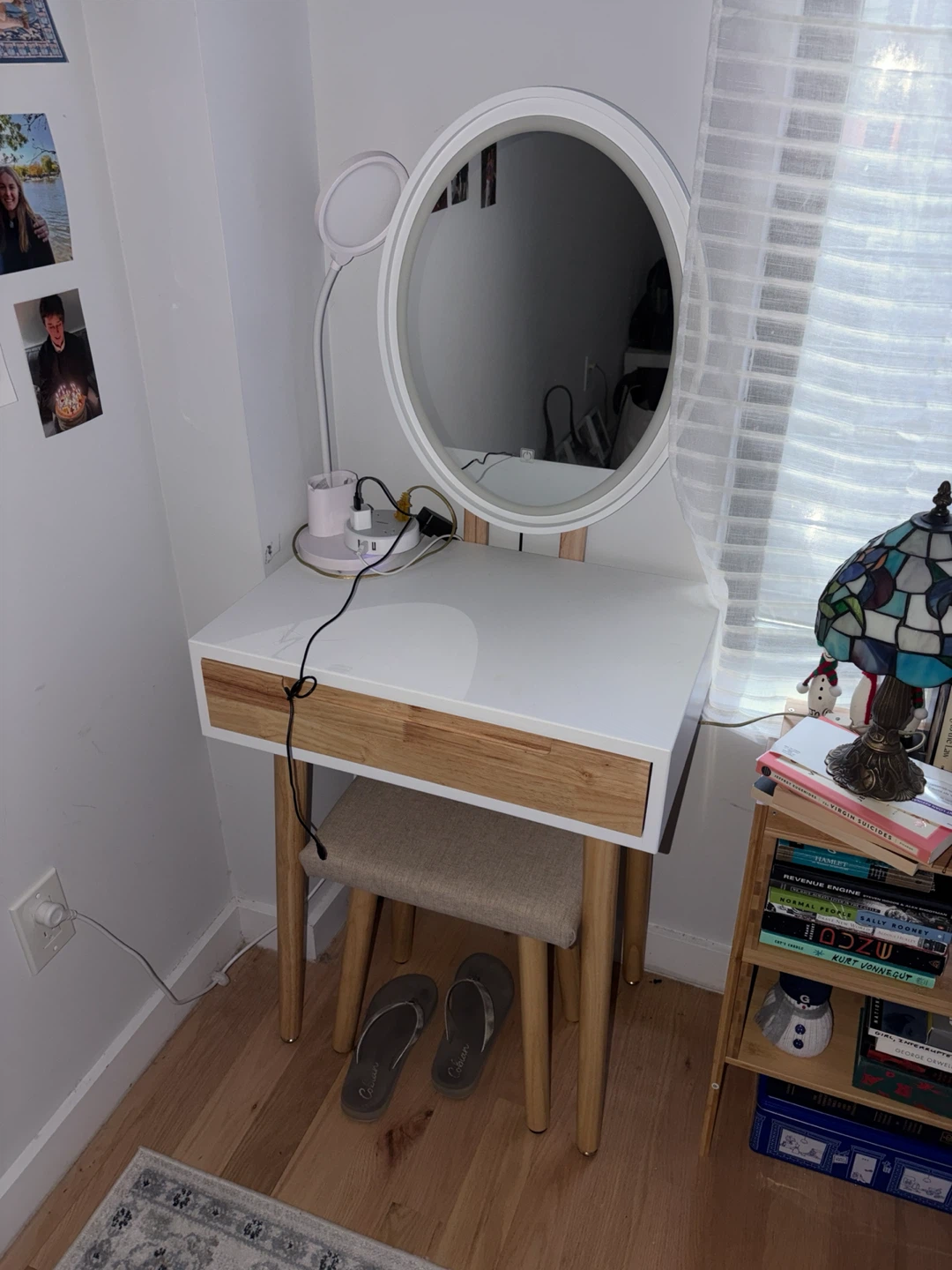 Vanity Desk with Lighted Mirror and Stool