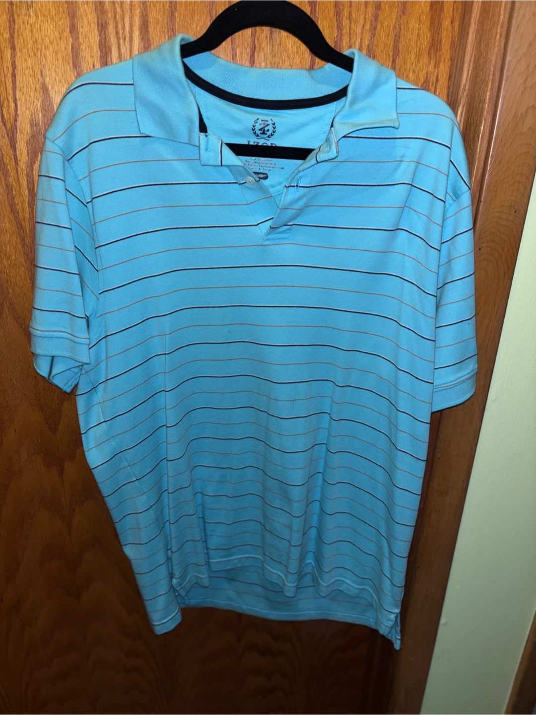 IZOD Men's Striped Polo Shirt - Blue, Size L/G
