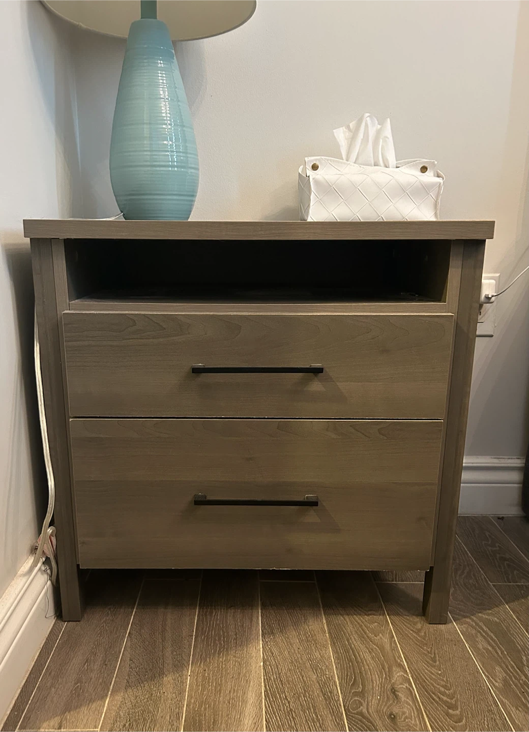 2 Nightstands - Grey Wood finish