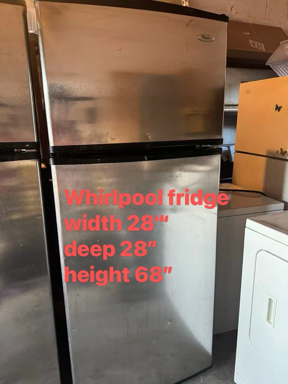 Good condition whirlpool 28” fridge $260
