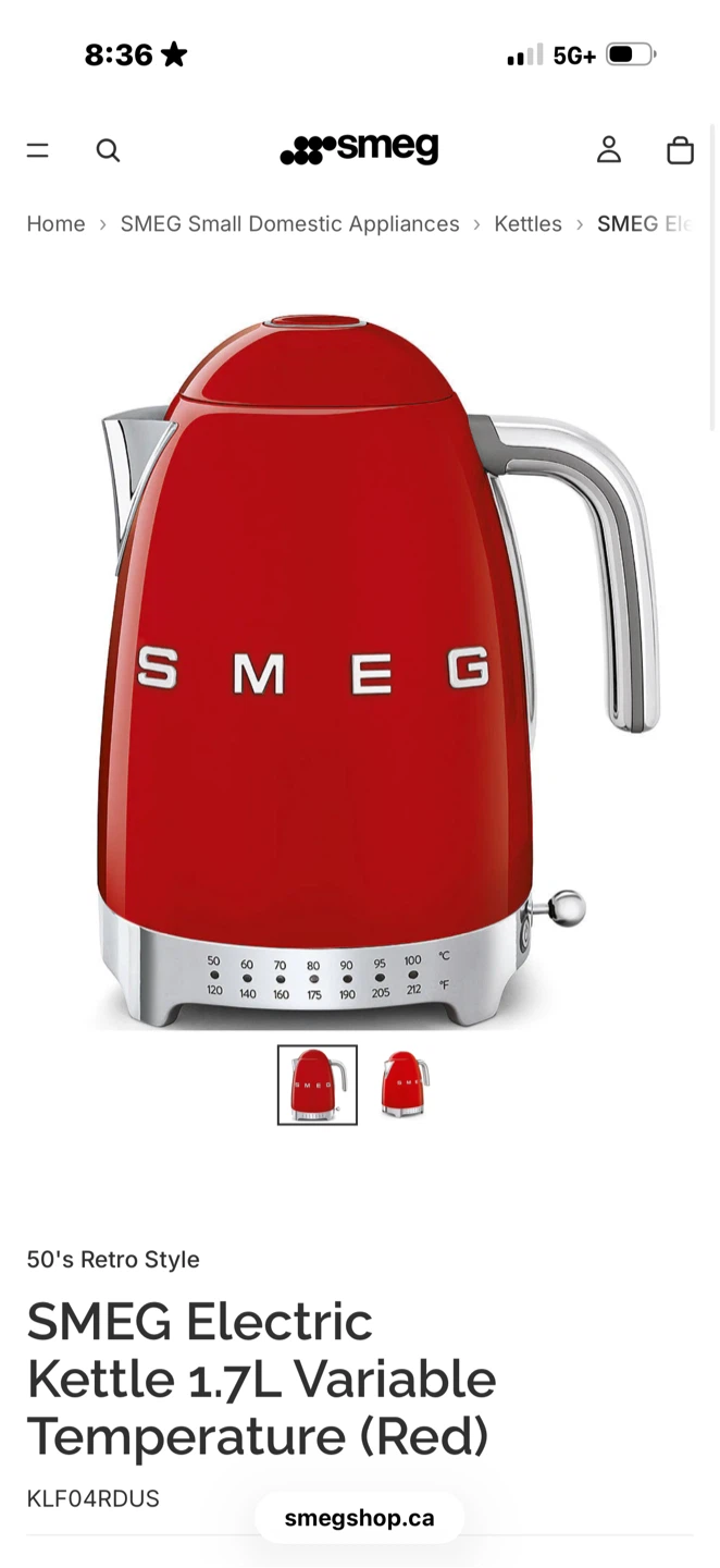 SMEG Electric Kettle 1.7L Variable Temperature - photo 2