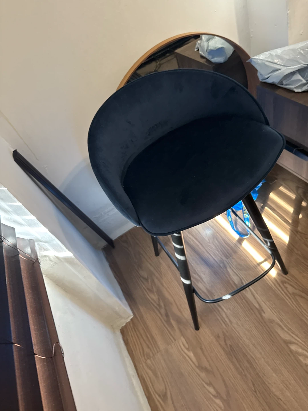 Dark Blue Velvet Bar Stool