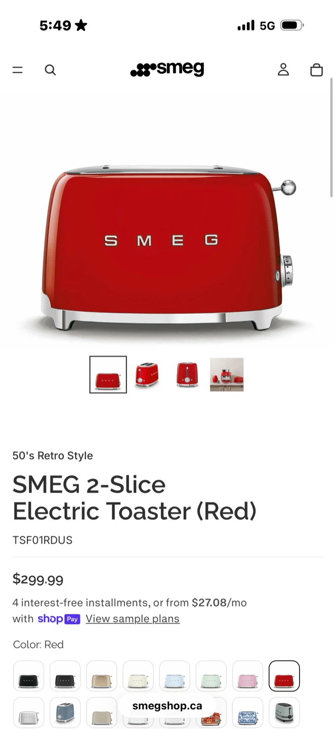 Smeg 2-Slice Electric Toaster - Red - photo 3