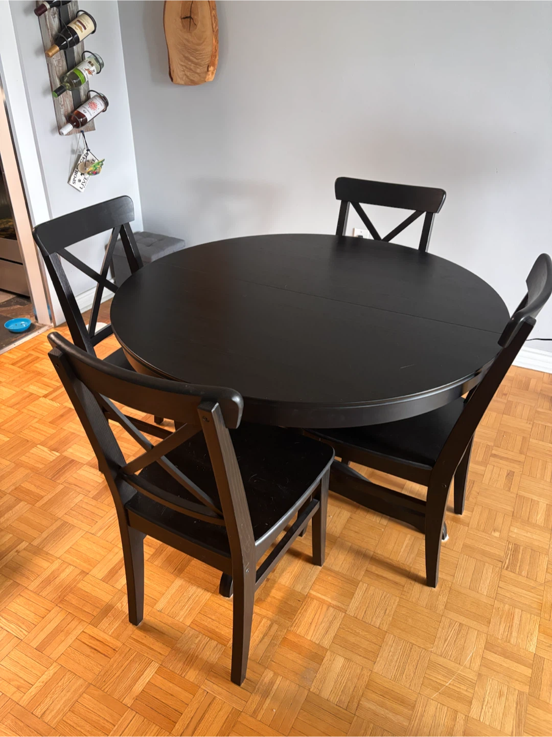 IKEA ROSENTORP Extendable Dining Table & 4 Chairs - Black